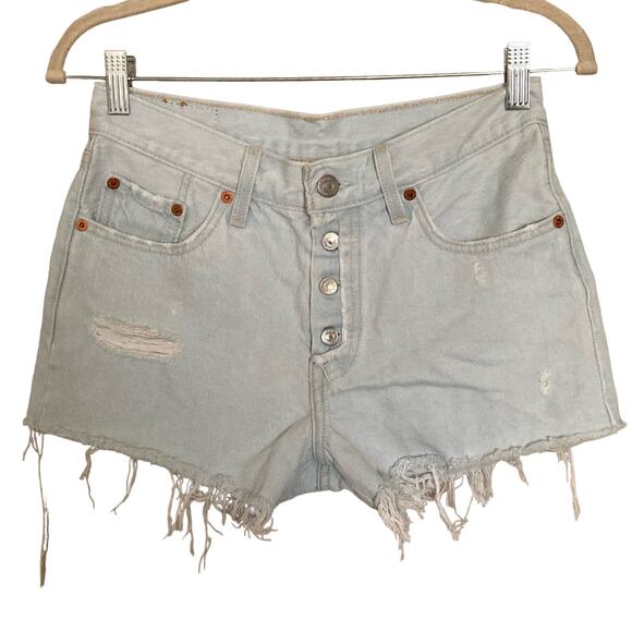 Levi’s Women’s 501 Denim Shorts Button Fly Ripped Distressed Jean Better Love 26 - Picture 3 of 16